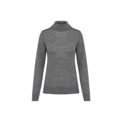Damski sweter z merynosów z golfem Kariban Premium. Szare swetry damskie KARIBAN, na zimę, bez wzorów, z wełny, bez kołnierzyka, bez ramiączek, bez kaptura. Za 299.00 zł.