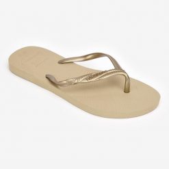 Japonki damskie Havaianas Fantasia. Brązowe klapki damskie Havaianas, bez wzorów, z kauczuku, sportowe, bez obcasa. W wyprzedaży za 59.99 zł.