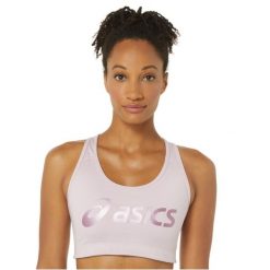 Biustonosz sportowy damski ASICS Sakura Asics Logo Bra. Czerwone obuwie sportowe damskie Asics, bez wzorów, z elastanu, na fitness i siłownię. Za 99.99 zł.