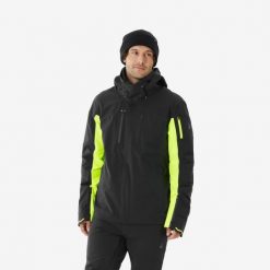 Kurtka narciarska i snowboardowa męska Quechua 900. Czarne kurtki sportowe męskie WED'ZE, na zimę, m, bez wzorów, z materiału, narciarskie. Za 879.99 zł.