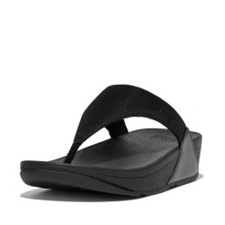 Thongs FitFlop Lulu Shimmerlux. Czarne klapki damskie FIT FLOP, bez wzorów, bez obcasa. Za 464.00 zł.