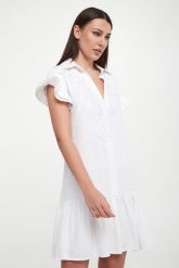 Sukienka lniana mini ERMANNO FIRENZE. Sukienki damskie Ermanno Firenze, bez wzorów, bez kołnierzyka, bez ramiączek, mini. W wyprzedaży za 1,423.20 zł.