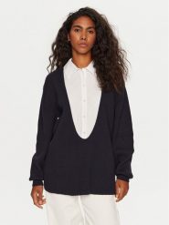STAUD Sweter Coast R24P3137CC Granatowy Oversize. Niebieskie swetry damskie STAUD, s, bez wzorów, z bawełny, bez kołnierzyka, bez ramiączek, bez kaptura. Za 1,639.00 zł.
