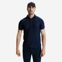 Koszulka polo jeździecka męska Fouganza. Białe koszulki polo męskie FOUGANZA, na lato, m, bez wzorów, z dzianiny, klasyczne, bez ramiączek. Za 59.99 zł.