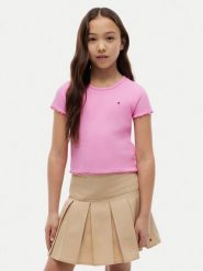 Tommy Hilfiger T-Shirt Essential KG0KG08590 Różowy Regular Fit. Czerwone t-shirty i topy dla dziewczynek Tommy Hilfiger, bez wzorów, z bawełny, bez ramiączek. Za 129.99 zł.