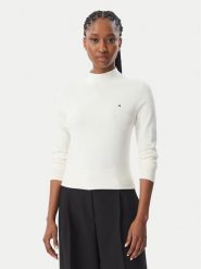 Tommy Hilfiger Sweter WW0WW51383 Kremowy Slim Fit. Białe swetry damskie Tommy Hilfiger, m, bez wzorów, z bawełny, bez kołnierzyka, bez ramiączek, bez kaptura. Za 347.99 zł.