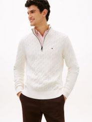 Tommy Hilfiger sweter Mężczyźni Bawełna biały, XL. Białe swetry przez głowę męskie Tommy Hilfiger, na zimę, m, bez wzorów, z bawełny, bez kołnierzyka. Za 649.95 zł.