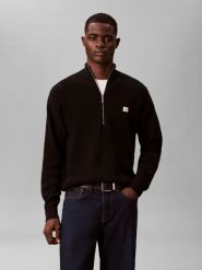 Calvin Klein Jeans sweter z dzianiny Mężczyźni Bawełna czarny, XL. Czarne swetry przez głowę męskie Calvin Klein Jeans, m, z aplikacjami, z bawełny, bez kołnierzyka. Za 279.95 zł.