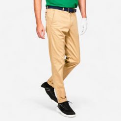 Spodnie do golfa chino męskie Inesis MW500 bawełna. Brązowe spodnie sportowe męskie INESIS, l, bez wzorów, z bawełny, na golfa. Za 99.99 zł.
