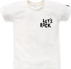 PINOKIO Koszulka t-shirt dla chłopca ecru Lets rock Pinokio 104. T-shirty dla chłopców Pinokio, bez wzorów, bez ramiączek. Za 49.90 zł.