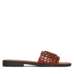 Klapki Just Cavalli. Brązowe klapki damskie Just Cavalli, bez wzorów, bez obcasa. Za 619.99 zł.