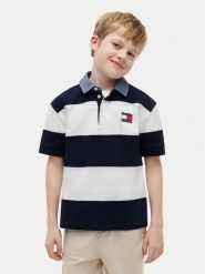 Tommy Hilfiger Polo KB0KB10473 Granatowy Regular Fit. Niebieskie t-shirty dla chłopców Tommy Hilfiger, bez wzorów, z bawełny, bez ramiączek. Za 289.99 zł.