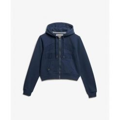 Damska bluza z kapturem full zip Superdry Athletic Tonal Crop. Niebieskie bluzy damskie Superdry., bez wzorów, z kapturem. Za 326.95 zł.