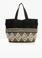 Torba typu shopper z płótna, z grafiką. Białe torebki shopper damskie bonprix, bez wzorów, bez dodatków. Za 94.99 zł.