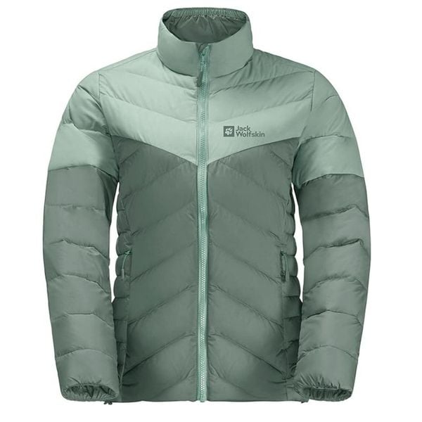 Kurtka turystyczna damska Jack Wolfskin Tundra Down. Zielone kurtki damskie Jack Wolfskin, na zimę, l, bez wzorów, z materiału, bez kaptura, trekkingowe. Za 369.49 zł.