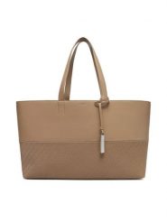 Calvin Klein Torebka Ck Mixmedia Shopper_Mono K60K613166 Beżowy. Brązowe torebki do ręki damskie Calvin Klein, bez wzorów, ze skóry, bez dodatków. Za 419.99 zł.