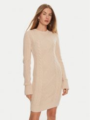 Guess Sukienka dzianinowa Serena W4BK17 Z3HW0 Beżowy Regular Fit. Brązowe sukienki damskie Guess, xl, z aplikacjami, z dzianiny, bez kołnierzyka, bez ramiączek. Za 469.99 zł.