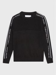 Calvin Klein Jeans Sweter IB0IB01561 Czarny Relaxed Fit. Czarne swetry dla chłopców Calvin Klein Jeans, bez wzorów, z bawełny, bez kołnierzyka, bez kaptura. Za 399.99 zł.