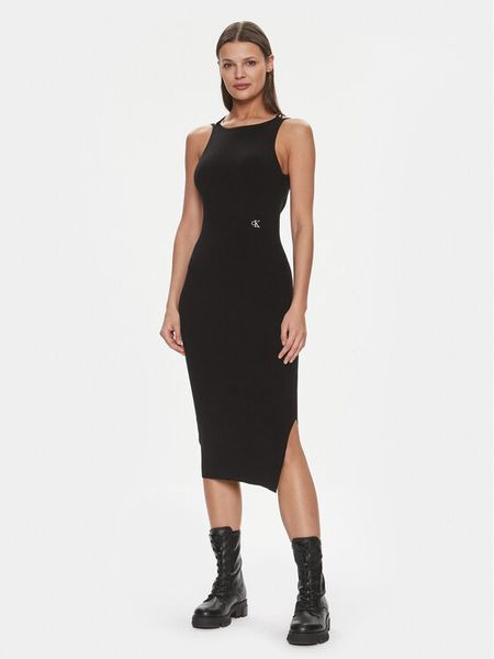 Calvin Klein Jeans Sukienka codzienna Tie Detail J20J223050 Czarny Slim Fit. Czarne sukienki damskie Calvin Klein Jeans, na co dzień, m, bez wzorów, z jeansu, bez kołnierzyka, bez ramiączek, proste. Za 379.99 zł.