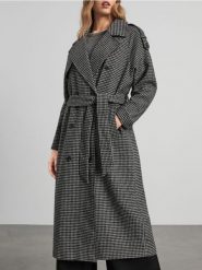Płaszcz w kratę - wielobarwny. Płaszcze damskie Sinsay, l, bez wzorów, z wełny, eleganckie, bez kaptura. Za 159.99 zł.