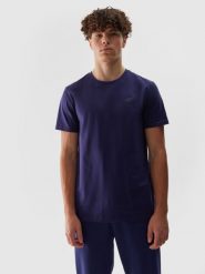 4F T-shirt regular gładki męski - granatowy M. Niebieskie koszulki sportowe męskie 4f, m, bez wzorów, z bawełny, sportowe, bez kołnierzyka. W wyprzedaży za 39.99 zł.