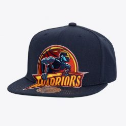Czapka Golden State Warriors NBA XL Logo. Niebieskie czapki i kapelusze męskie Mitchell & Ness, na jesień, bez wzorów, sportowe. Za 213.00 zł.