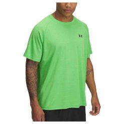 Koszulka treningowa męska Under Armour Tech Textured cyber. Zielone koszulki sportowe męskie Under Armour, m, bez wzorów, bez kołnierzyka, bez ramiączek. Za 89.99 zł.