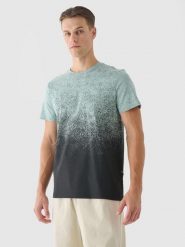 4F T-shirt regular z nadrukiem męski - turkusowy S. Niebieskie koszulki sportowe męskie 4f, m, bez wzorów, z bawełny, klasyczne, bez kołnierzyka. Za 69.99 zł.