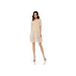 LEMONIADE L244 Sukienka mini. Brązowe sukienki damskie marki Lemoniade, z bawełny, wizytowe, z okrągłym kołnierzem. Za 179.90 zł.