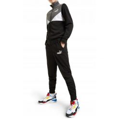Dres komplet dresowy dziecięcy dla chłopca Puma Colorblock. Czarne spodnie sportowe dla chłopców Puma, bez wzorów, z dresówki, sportowe, na jogę i pilates. Za 139.00 zł.