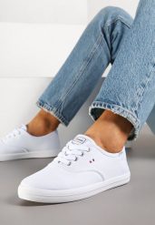 Białe Basicowe Tenisówki Vices Hallriva. Białe trampki i tenisówki damskie Renee, bez wzorów, z jeansu, eleganckie, bez zapięcia. Za 44.99 zł.