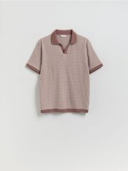 Koszulka polo regular fit - brudny róż. Czerwone koszulki polo męskie Reserved, l, bez wzorów, z bawełny, bez ramiączek. Za 99.99 zł.
