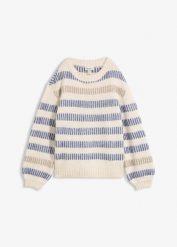 Sweter z dzianiny. Brązowe swetry damskie bonprix, bez wzorów, z dzianiny, bez kołnierzyka, bez ramiączek, bez kaptura. Za 109.99 zł.