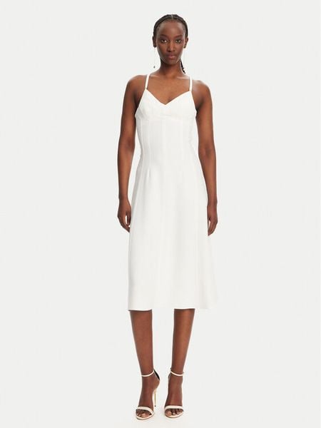 Elisabetta Franchi Sukienka koktajlowa AB74852E2 360 Biały Regular Fit. Białe sukienki damskie Elisabetta Franchi, bez wzorów, z syntetyku, wizytowe, bez kołnierzyka, bez ramiączek. Za 1,289.00 zł.