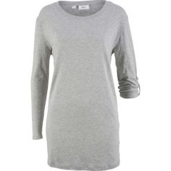 Szeroki długi shirt, długi rękaw bonprix jasnoszary melanż. Bluzki damskie bonprix. Za 44.99 zł.