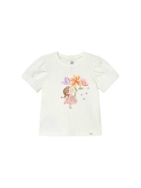 Mayoral T-Shirt 1078 Écru Regular Fit. Białe t-shirty i topy dla dziewczynek Mayoral, bez wzorów, bez ramiączek. Za 79.99 zł.