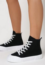 Czarne Trampki Nemadia. Czarne trampki i tenisówki damskie Born2be, z aplikacjami, z gumy, eleganckie, za kostkę, bez zapięcia. Za 89.99 zł.
