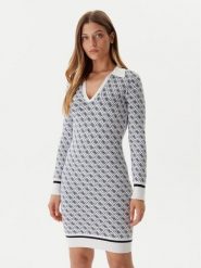 Guess Sukienka dzianinowa W5BK25 Z3JD2 Écru Slim Fit. Sukienki damskie Guess, xxl, z aplikacjami, z dzianiny, bez kołnierzyka, bez ramiączek. Za 369.99 zł.