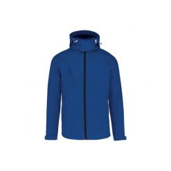 Kurtka z kapturem Kariban Softshell. Niebieskie kurtki męskie KARIBAN, m, bez wzorów, z elastanu, z kapturem. Za 307.00 zł.
