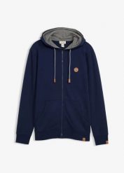 Bluza rozpinana z kapturem z czystej bawełny organicznej. Niebieskie bluzy męskie bonprix, m, bez wzorów, z bawełny, z kapturem. Za 122.99 zł.