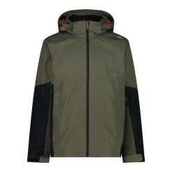 Wodoodporna kurtka 3 w 1 CMP. Zielone kurtki męskie CMP, xl, bez wzorów, sportowe, bez kaptura. Za 450.99 zł.