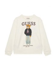 Guess Bluza L6YQ07 K4049 Kremowy Regular Fit. Białe bluzy dla chłopców Guess, z aplikacjami, z bawełny, bez ramiączek, bez kaptura. Za 174.99 zł.