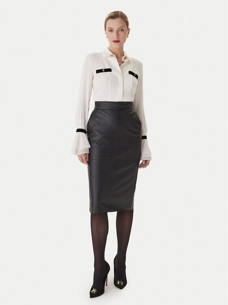 Elisabetta Franchi Koszula CA-131- 57E2-V390 Écru Regular Fit. Białe bluzki damskie Elisabetta Franchi, bez wzorów, z wiskozy, bez kołnierzyka, bez ramiączek. Za 1,006.99 zł.