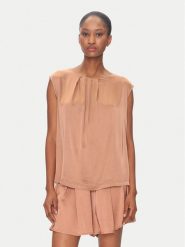 ViCOLO Bluzka TD0763 Brązowy Regular Fit. Brązowe bluzki damskie ViCOLO, l, bez wzorów, z syntetyku, bez kołnierzyka, bez ramiączek. Za 129.99 zł.