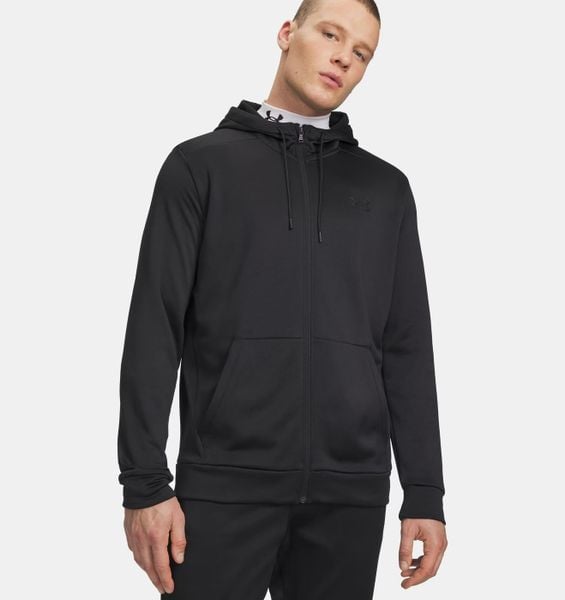 Under Armour UA ARMOUR FLEECE FZ HOODIE Bluza męska. Czarne bluzy męskie Under Armour, m, bez wzorów, z materiału, z kapturem. W wyprzedaży za 207.99 zł.