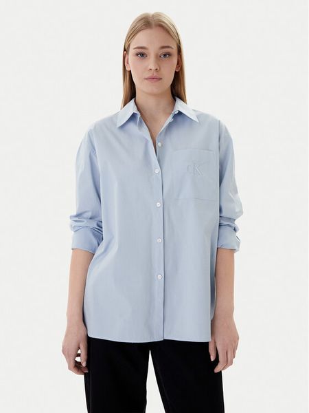 Calvin Klein Jeans Koszula LV047C143G Szary Relaxed Fit. Szare bluzki damskie Calvin Klein Jeans, xs, bez wzorów, z bawełny, bez kołnierzyka, bez ramiączek. Za 309.99 zł.