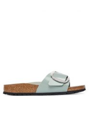 Birkenstock Klapki Madrid Big Buckle Hex 1031788 Zielony. Zielone klapki damskie Birkenstock, bez wzorów, ze skóry, bez obcasa. Za 599.99 zł.