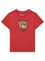 Guess T-Shirt N5YI16 K8HM4 Czerwony Regular Fit. Czerwone t-shirty dla chłopców Guess, z aplikacjami, z bawełny, bez ramiączek. Za 49.99 zł.