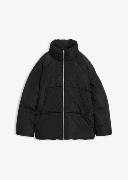 Kurtka puffer. Czarne kurtki damskie bonprix, bez wzorów, bez kaptura. Za 179.99 zł.