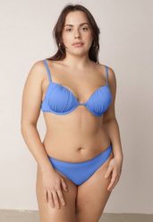Niebieskie Bikini Marszczony Biustonosz i Klasyczne Majtki Figi Mhyrera. Niebieskie bikini damskie Born2be, na lato, plus size, bez wzorów, plus size. Za 99.99 zł.